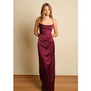 Anthropologie Hutch Silky Carver Maxi Gown In Eggplant Wine